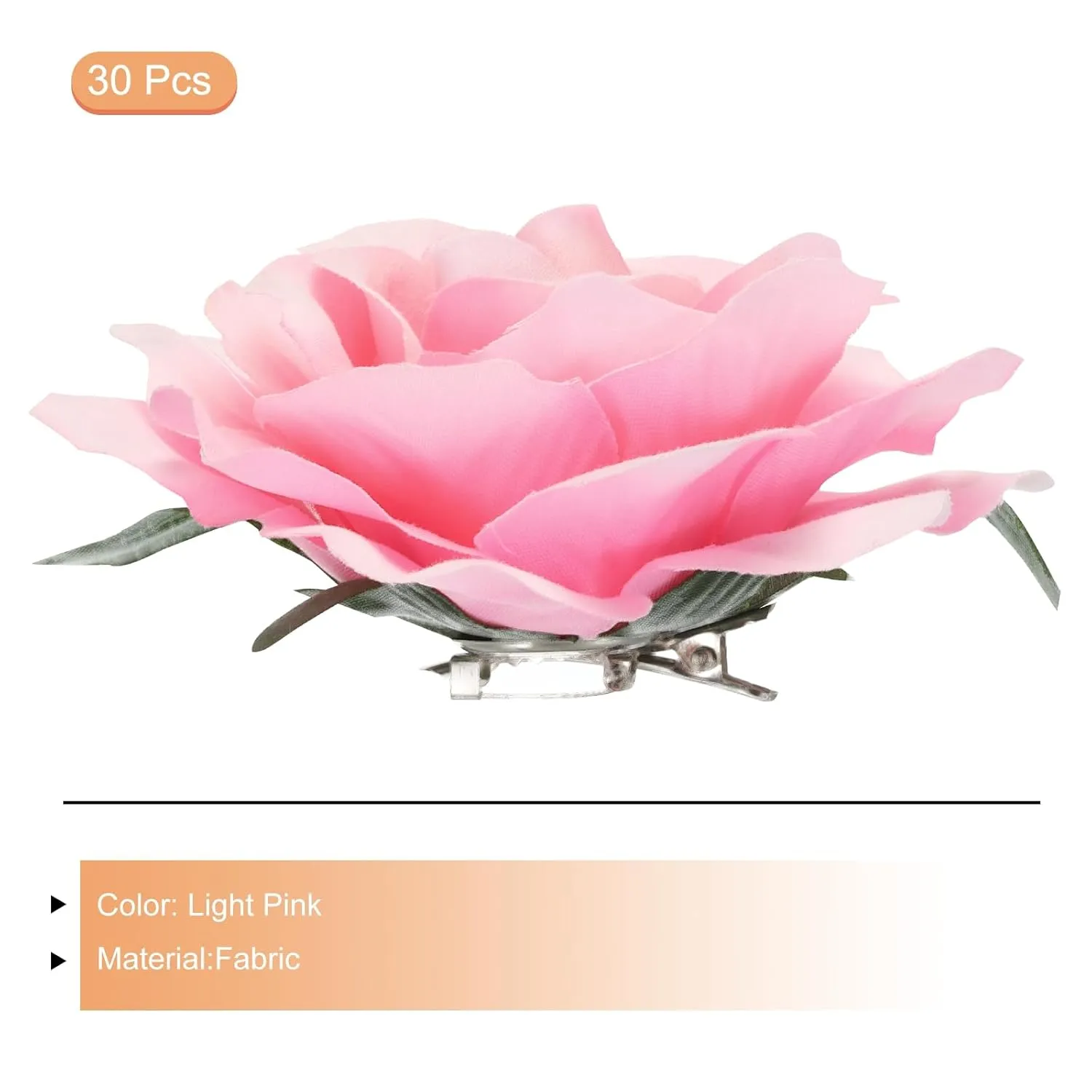MECCANIXITY 30 Pcs Rose Flower Hair Clips 4 Inch Flower Hair Pins Flower Brooch for Women Hair Accessories Light Pink