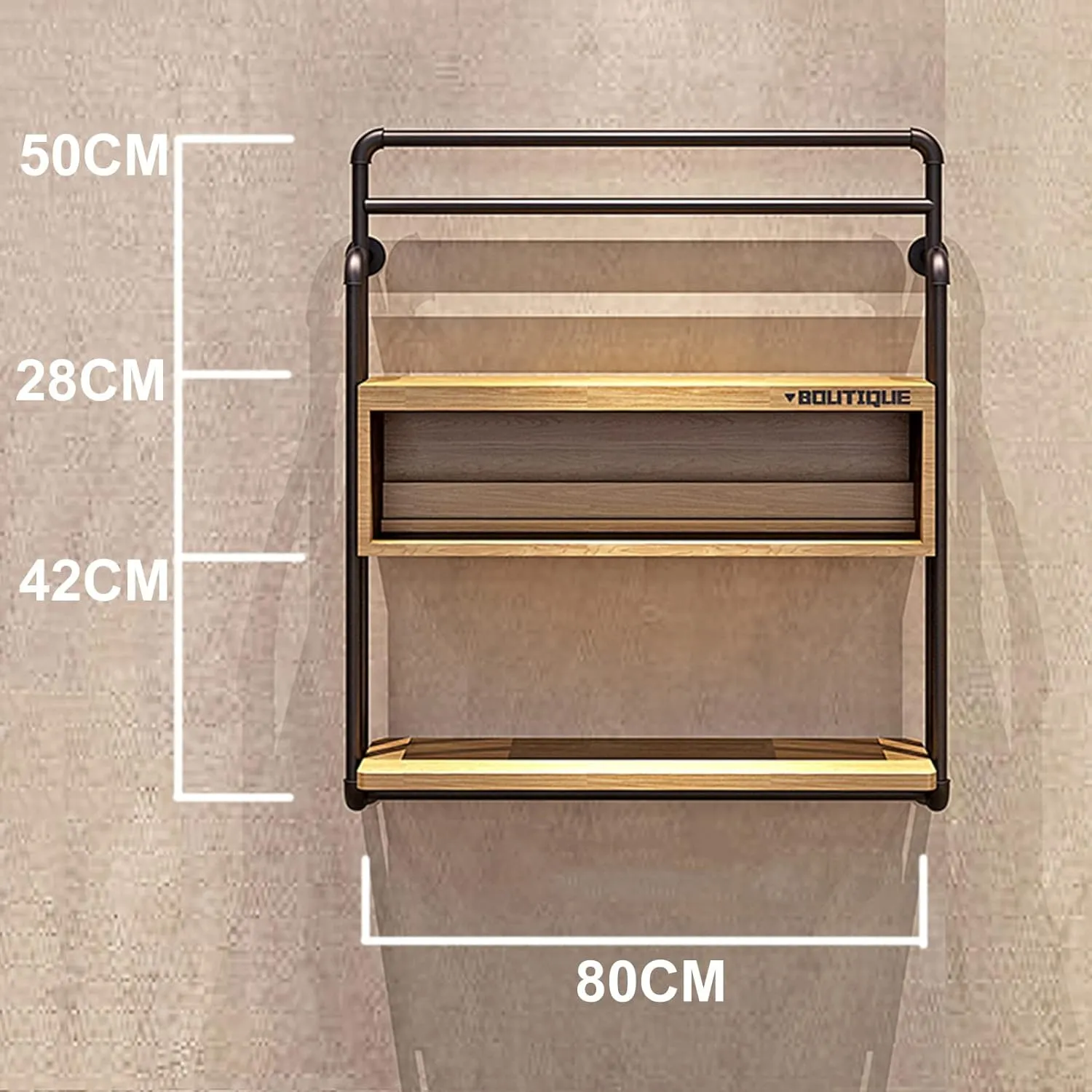 Metal Wall-mounted Nail Polish Storage Racks Industrial Pipe Shelf Retail Display Shelf, Boutique Shoe Rack Handbag Rack Collectible Organizer, Wall Mounted Decorative Organizer Shelves, Bookshelf Cos