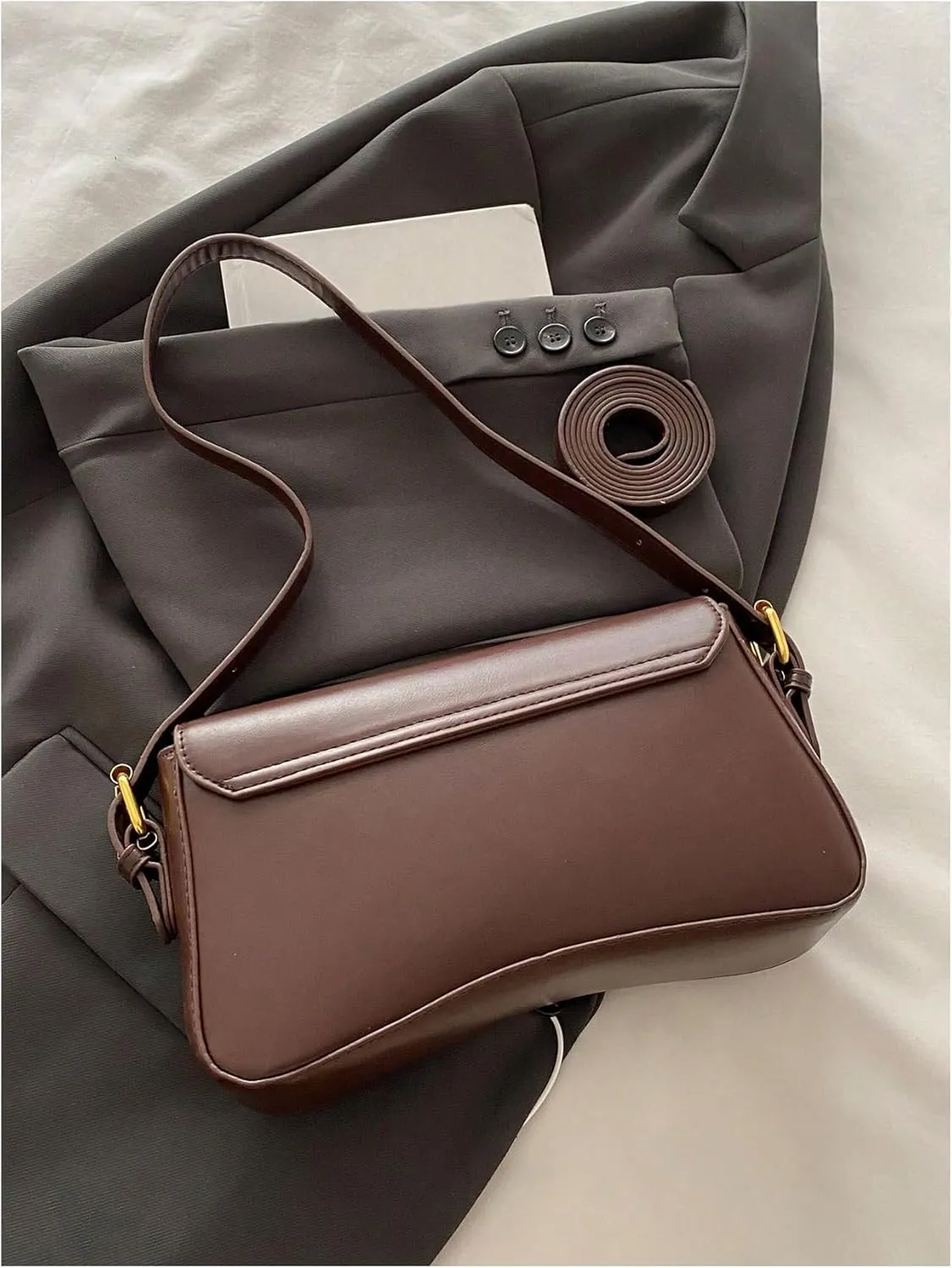 Milumia Women's Leather Hobo Handbags Flap Closure Shoulder Underarm Bag Y2K Trendy Clutch Purse