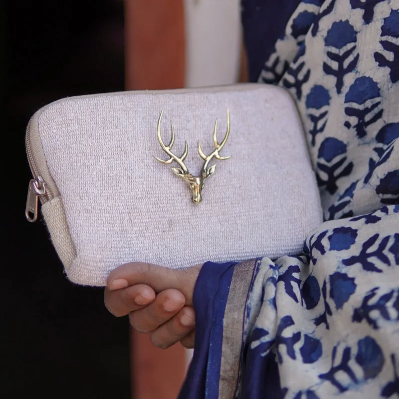 Mini Jute Reindeer pouch