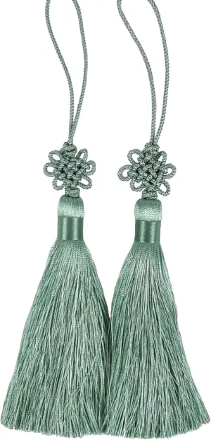Mini Korean Silk Knot Norigae Set - 2 Pack Traditional Tassel Charms in 7 Colors - Decorative Hanbok Accessories (Mint)