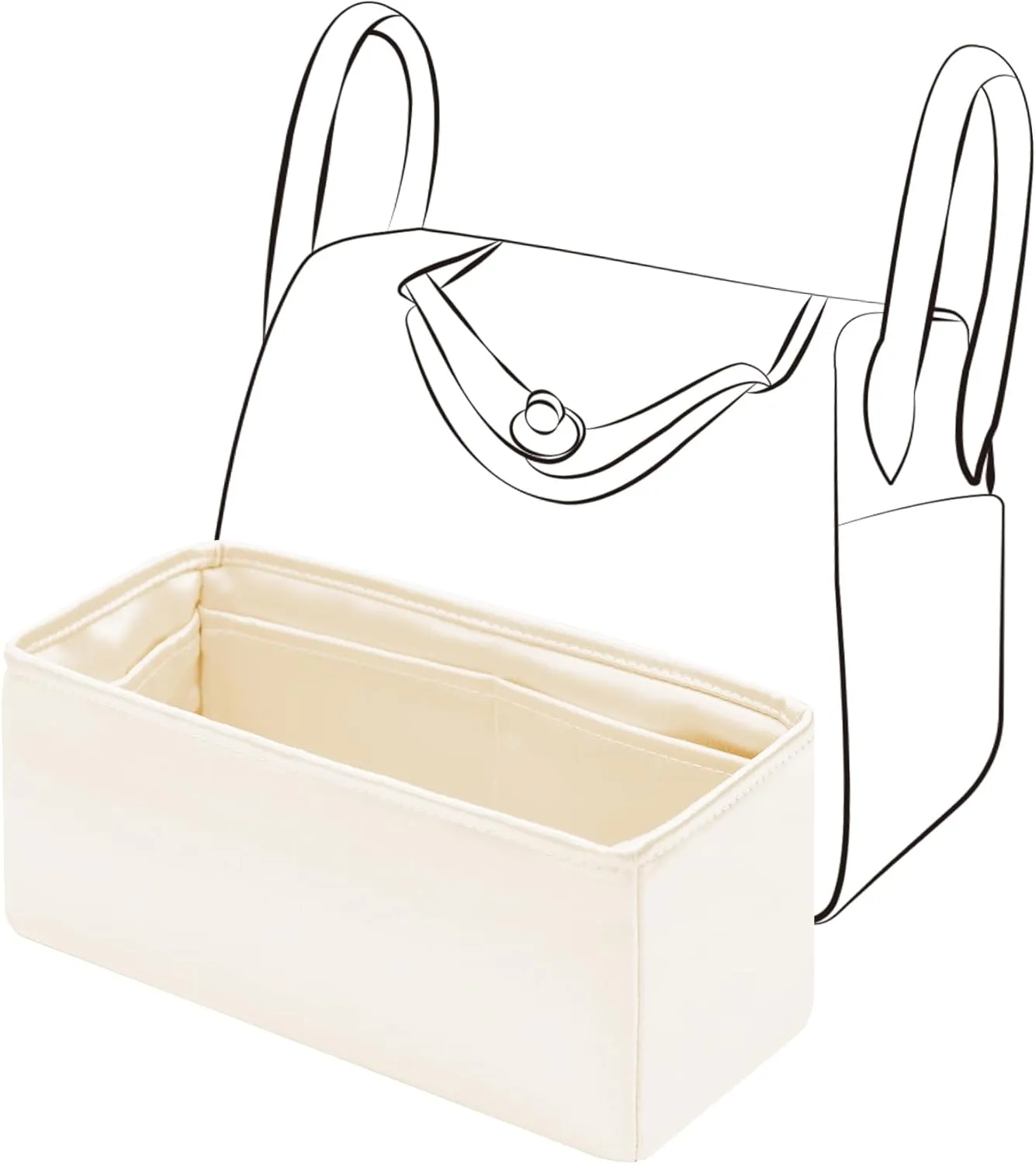Mini Lindy Bag Insert, Lightweight Purse Organizer Insert Compatible with Hermes Lindy Bag, Silky Smooth and Show Luxury(Mini LD19, Craie)