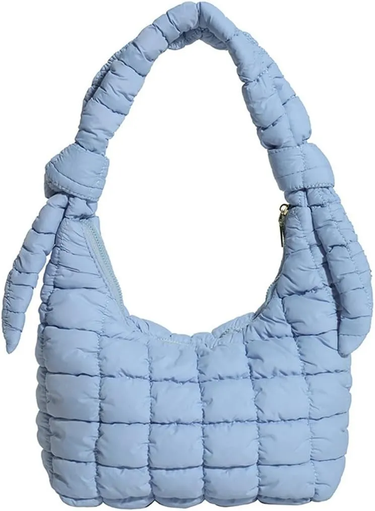 Mini Puffer Tote Bag for Women Quilted Crossbody Bag Small Nylon Trendy Shoulder Bubble Handbag Puffy Purse Lightweight