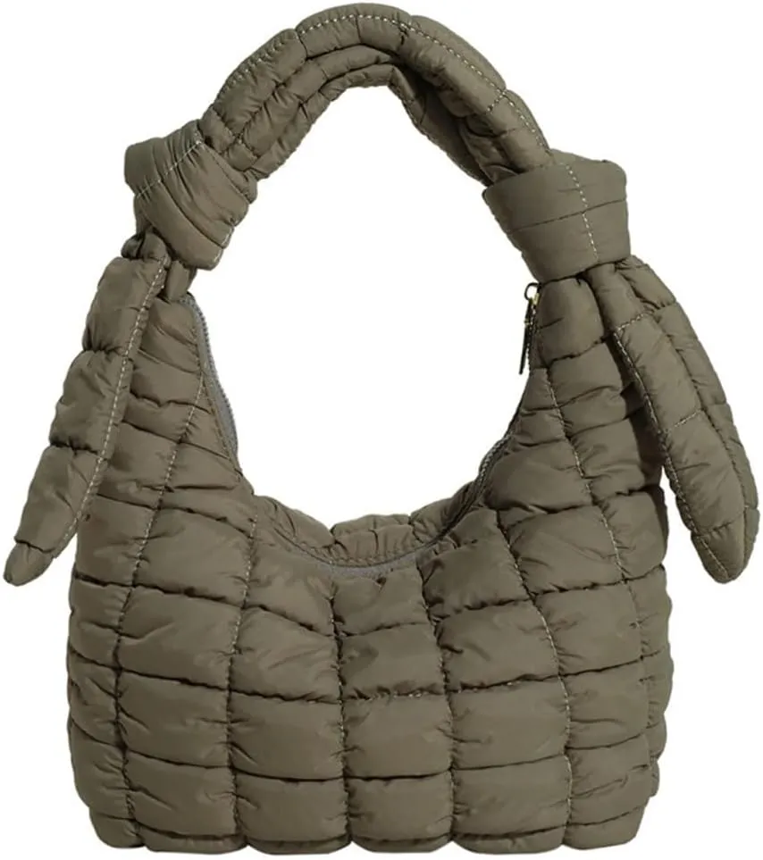 Mini Puffer Tote Bag for Women Quilted Crossbody Bag Small Nylon Trendy Shoulder Bubble Handbag Puffy Purse Lightweight