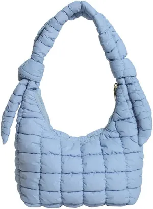 Mini Puffer Tote Bag for Women Quilted Crossbody Bag Small Nylon Trendy Shoulder Bubble Handbag Puffy Purse Lightweight