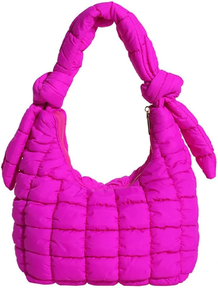 Mini Puffer Tote Bag for Women Quilted Crossbody Bag Small Nylon Trendy Shoulder Bubble Handbag Puffy Purse Lightweight