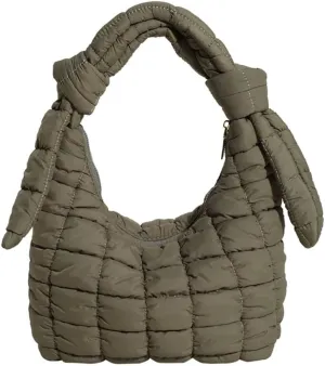 Mini Puffer Tote Bag for Women Quilted Crossbody Bag Small Nylon Trendy Shoulder Bubble Handbag Puffy Purse Lightweight