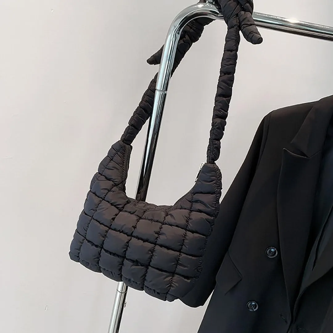 Mini Puffer Tote Bag for Women Quilted Crossbody Bag Small Nylon Trendy Shoulder Bubble Handbag Puffy Purse Lightweight