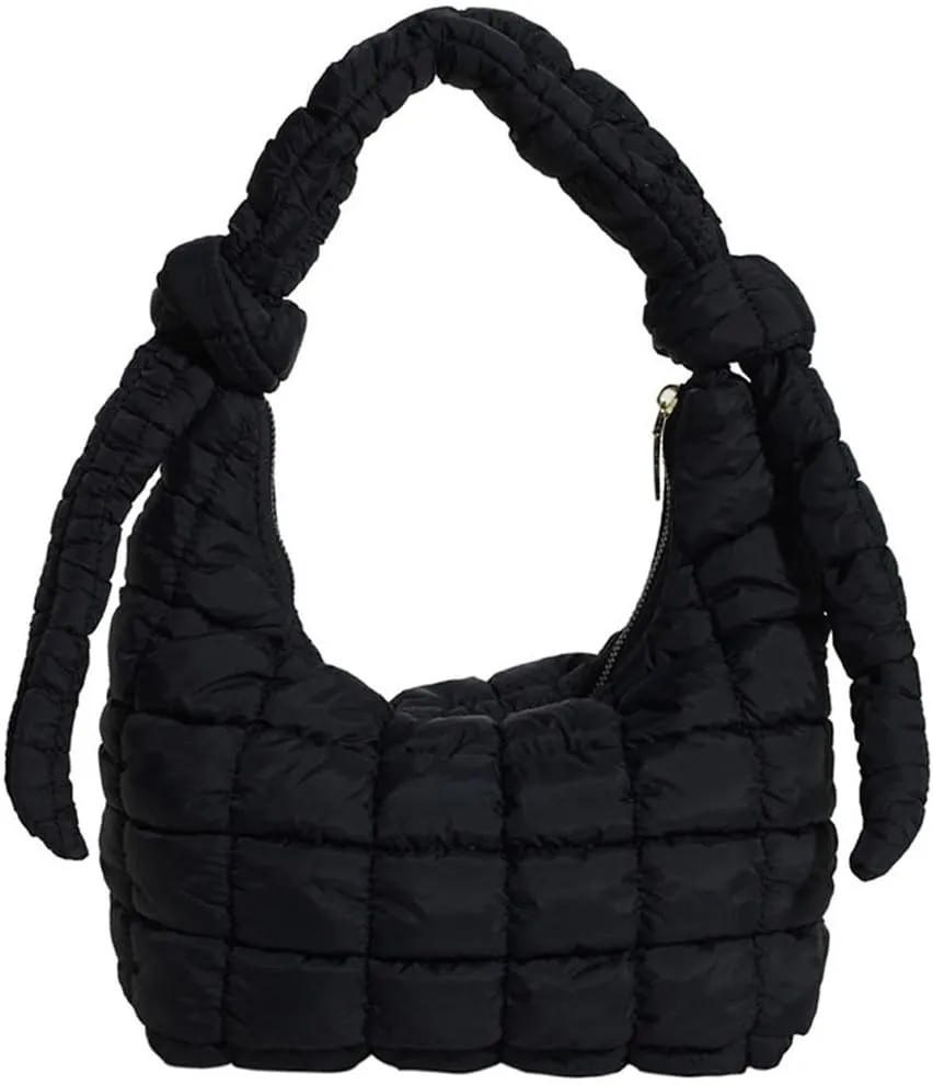 Mini Puffer Tote Bag for Women Quilted Crossbody Bag Small Nylon Trendy Shoulder Bubble Handbag Puffy Purse Lightweight