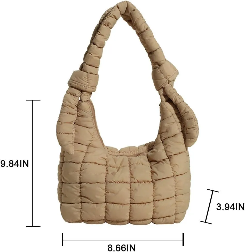 Mini Puffer Tote Bag for Women Quilted Crossbody Bag Small Nylon Trendy Shoulder Bubble Handbag Puffy Purse Lightweight
