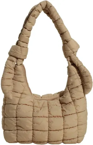 Mini Puffer Tote Bag for Women Quilted Crossbody Bag Small Nylon Trendy Shoulder Bubble Handbag Puffy Purse Lightweight