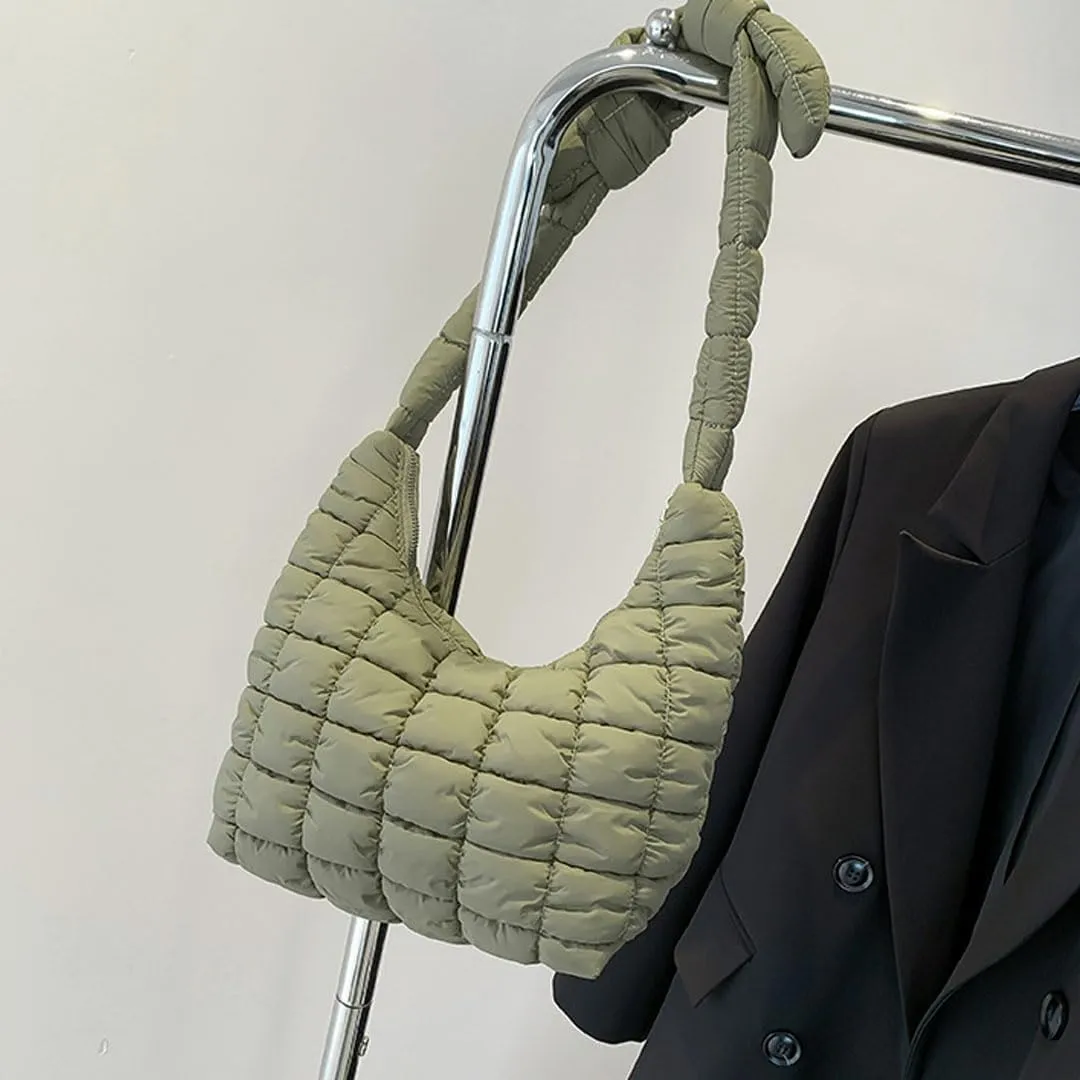 Mini Puffer Tote Bag for Women Quilted Crossbody Bag Small Nylon Trendy Shoulder Bubble Handbag Puffy Purse Lightweight