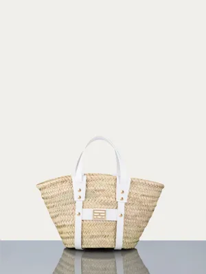 Mini Straw Tote in White