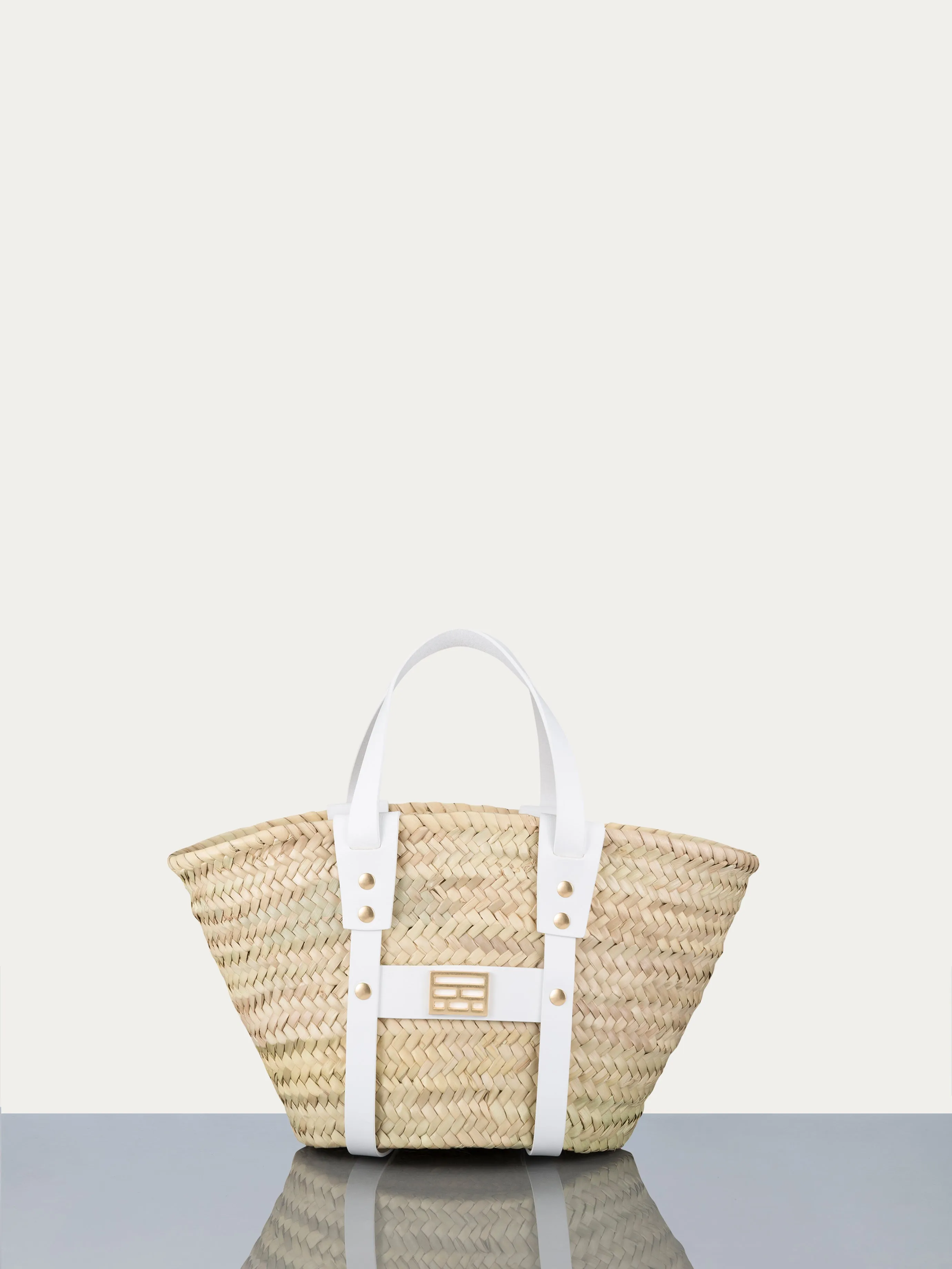 Mini Straw Tote in White