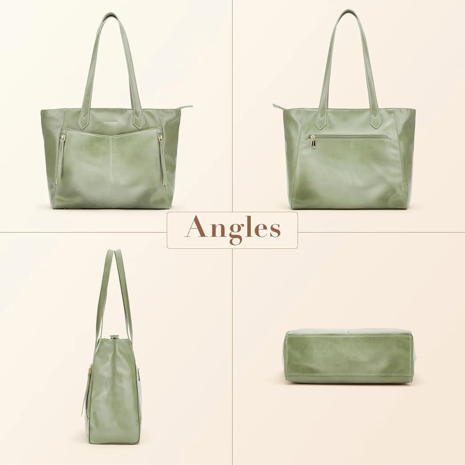 Missnine Tote Bag for Women with Zipper, Leather Purse and Handbags, Ladies Top-handle Shoulder Bags for Work, Casual, Travel