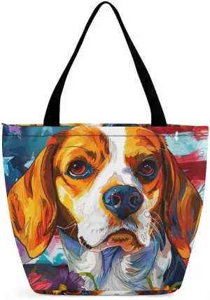 MoBlinko 4th of July Pug Dog Women Tote Bags Reusable Yoga Shoulder Bag Handbag with Zipper for Dog Lover Gift