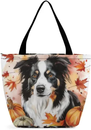 MoBlinko Autumn Watercolor Pumpkins Tote Bag for Women Reusable Shopping Bag Handbags Shoulder Bags with Zipper