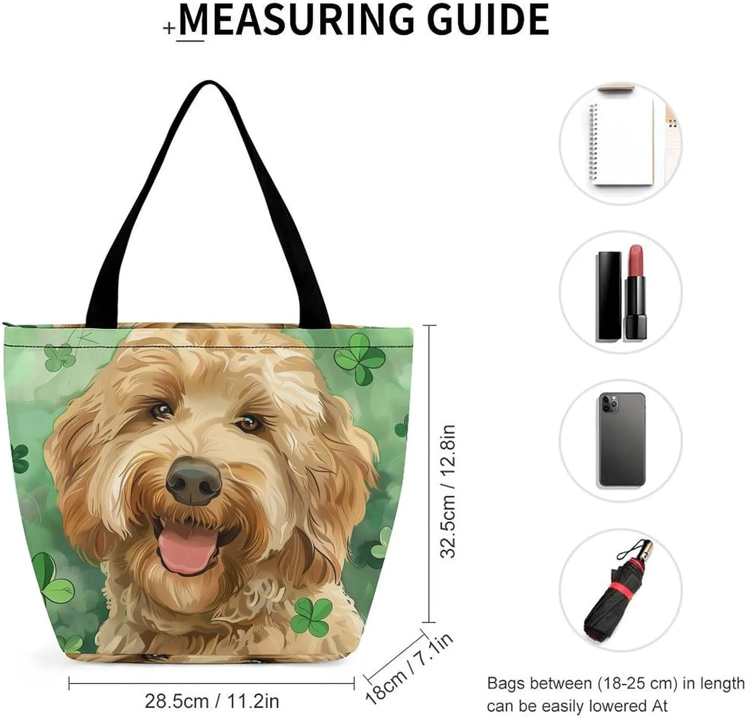 MoBlinko Border Collie Dog St Patrick's Day Women Tote Bags Yoga Reusable Grocery Bagsshoulder Bag Handbag with Zipper