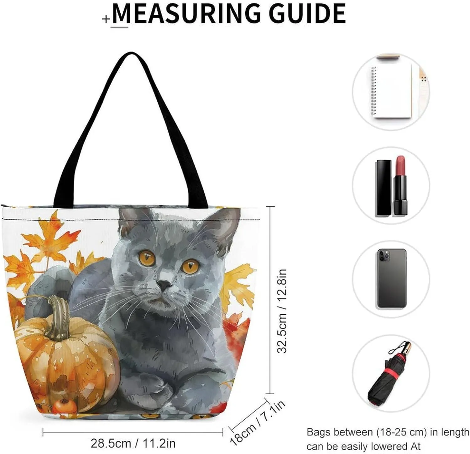 MoBlinko Cat Fall Women Tote Bags Yoga Reusable Grocery Bagsshoulder Bag Handbag with Zipper