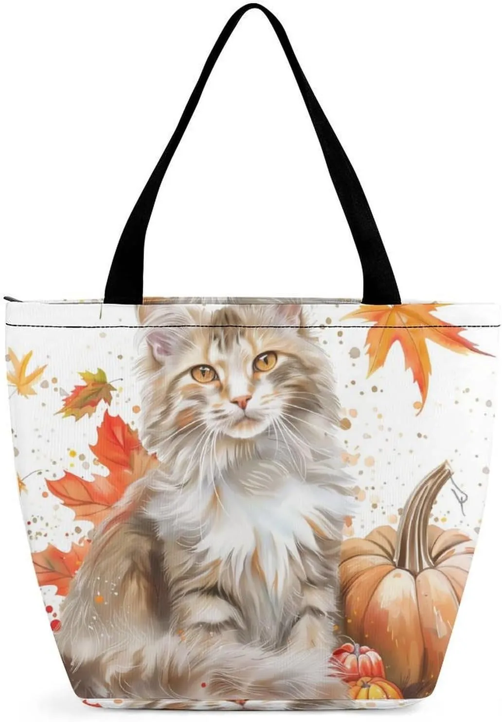 MoBlinko Cat Fall Women Tote Bags Yoga Reusable Grocery Bagsshoulder Bag Handbag with Zipper