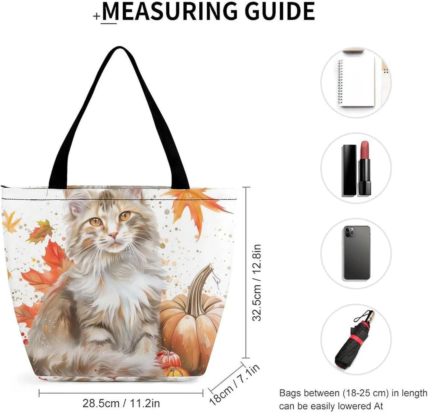 MoBlinko Cat Fall Women Tote Bags Yoga Reusable Grocery Bagsshoulder Bag Handbag with Zipper