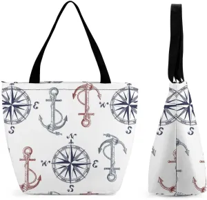 MoBlinko Colorful Vintage Sailboat Womens Tote Bags Reusable Yoga Shoulder Bag Handbag with Zipper for Grocery Shopping Gifts