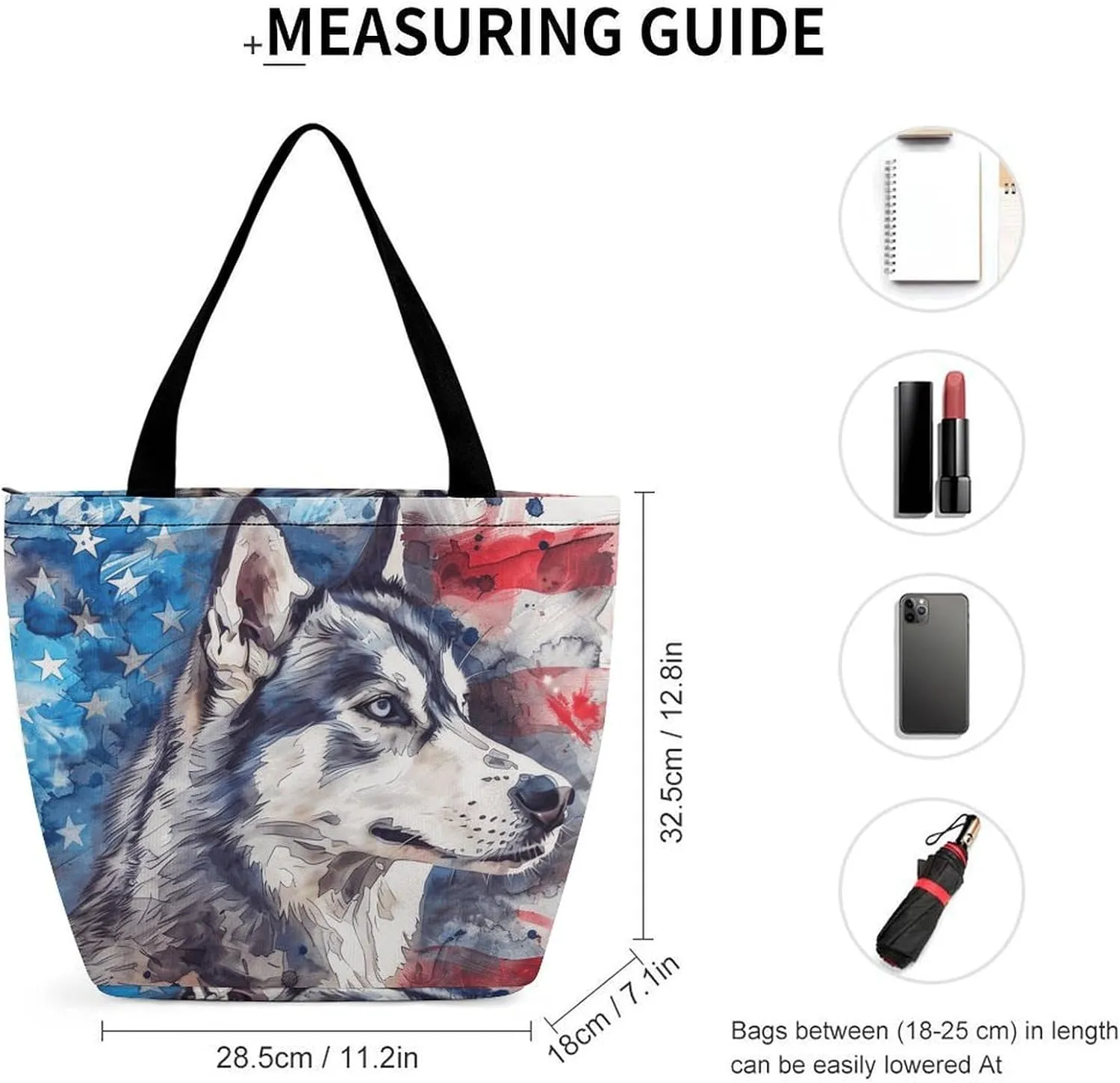 MoBlinko Corgi Dog American Patriotic Tote Bag for Women Reusable Handbags Shoulder Bags with Zipper for Yoga Grocery Gifts