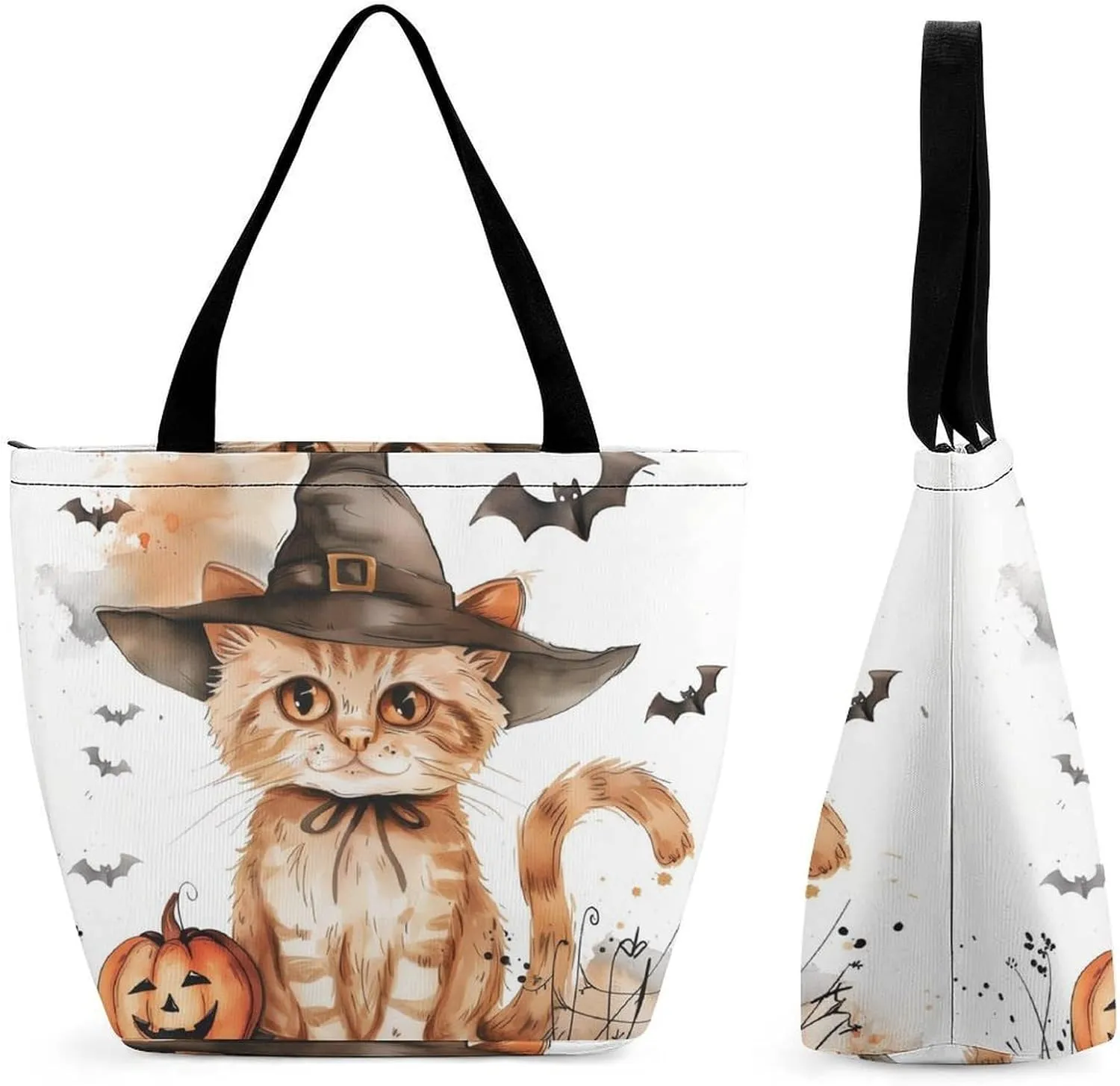MoBlinko Cute Halloween Ghosts Tote Bag for Women Reusable Shopping Bag Handbags Shoulder Bags with Zipper