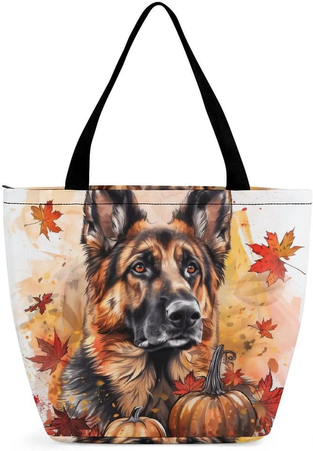 MoBlinko Dog Fall Tote Bag for Women Reusable Shopping Bag Handbags Shoulder Bags with Zipper