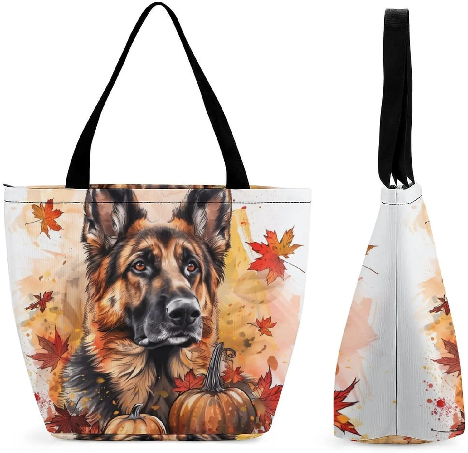 MoBlinko Dog Fall Tote Bag for Women Reusable Shopping Bag Handbags Shoulder Bags with Zipper
