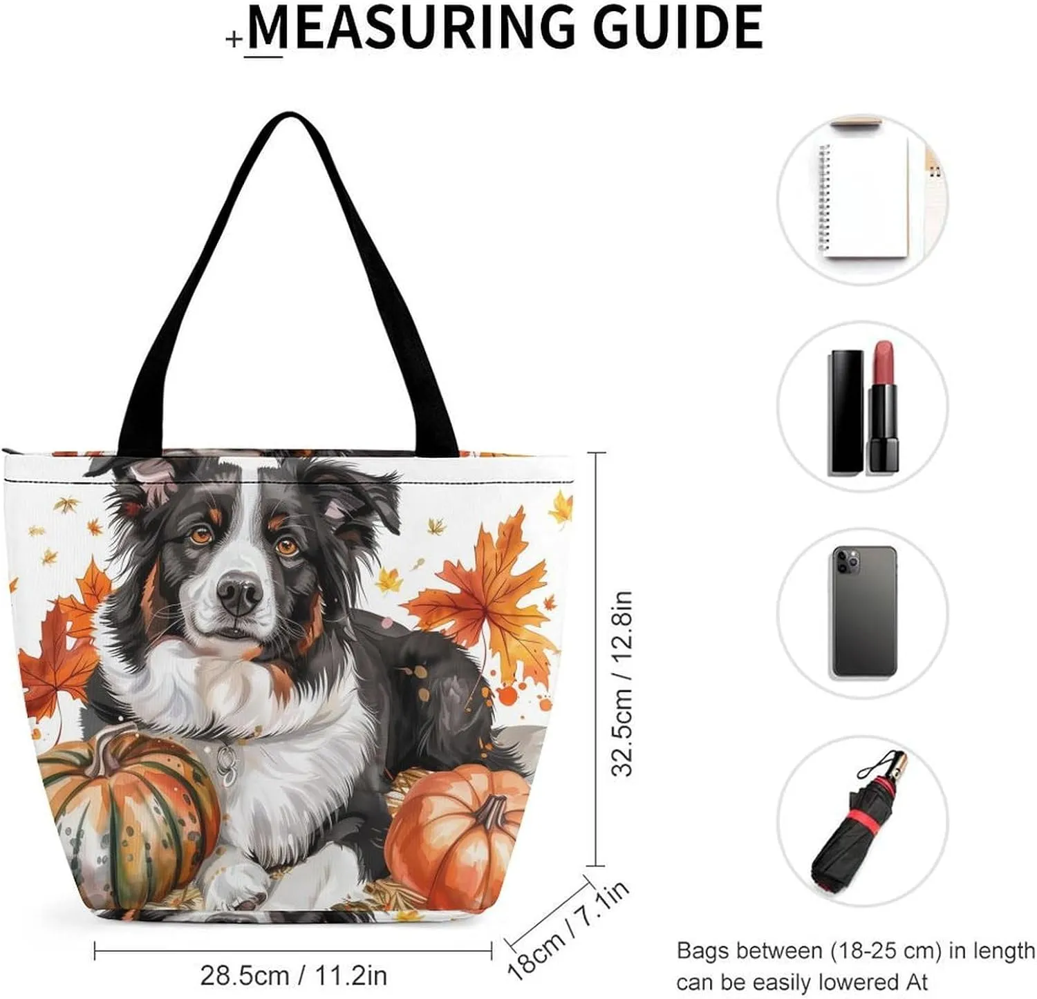 MoBlinko Dog Fall Tote Bag for Women Reusable Shopping Bag Handbags Shoulder Bags with Zipper