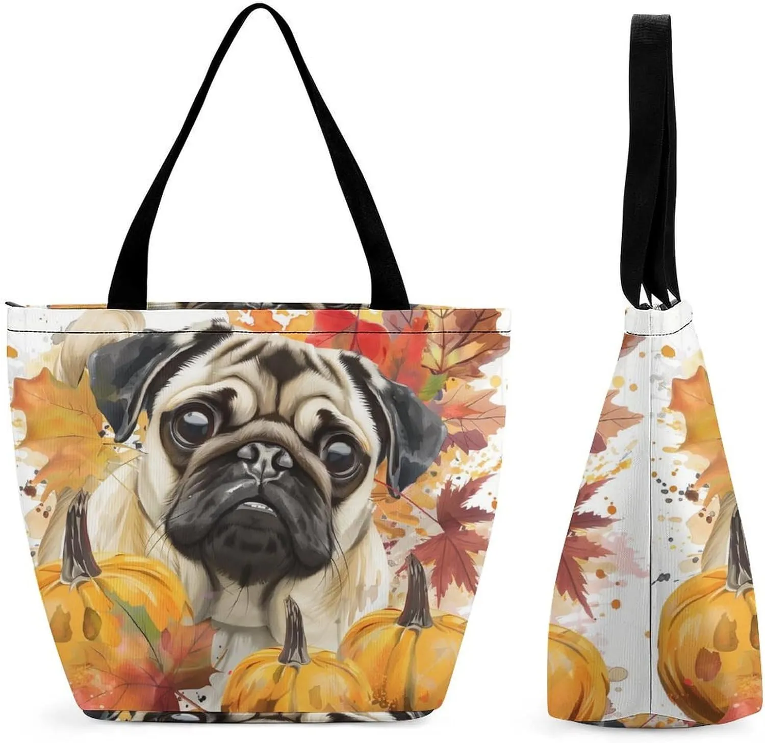 MoBlinko Fall Dog Women Tote Bags Yoga Reusable Grocery Bagsshoulder Bag Handbag with Zipper