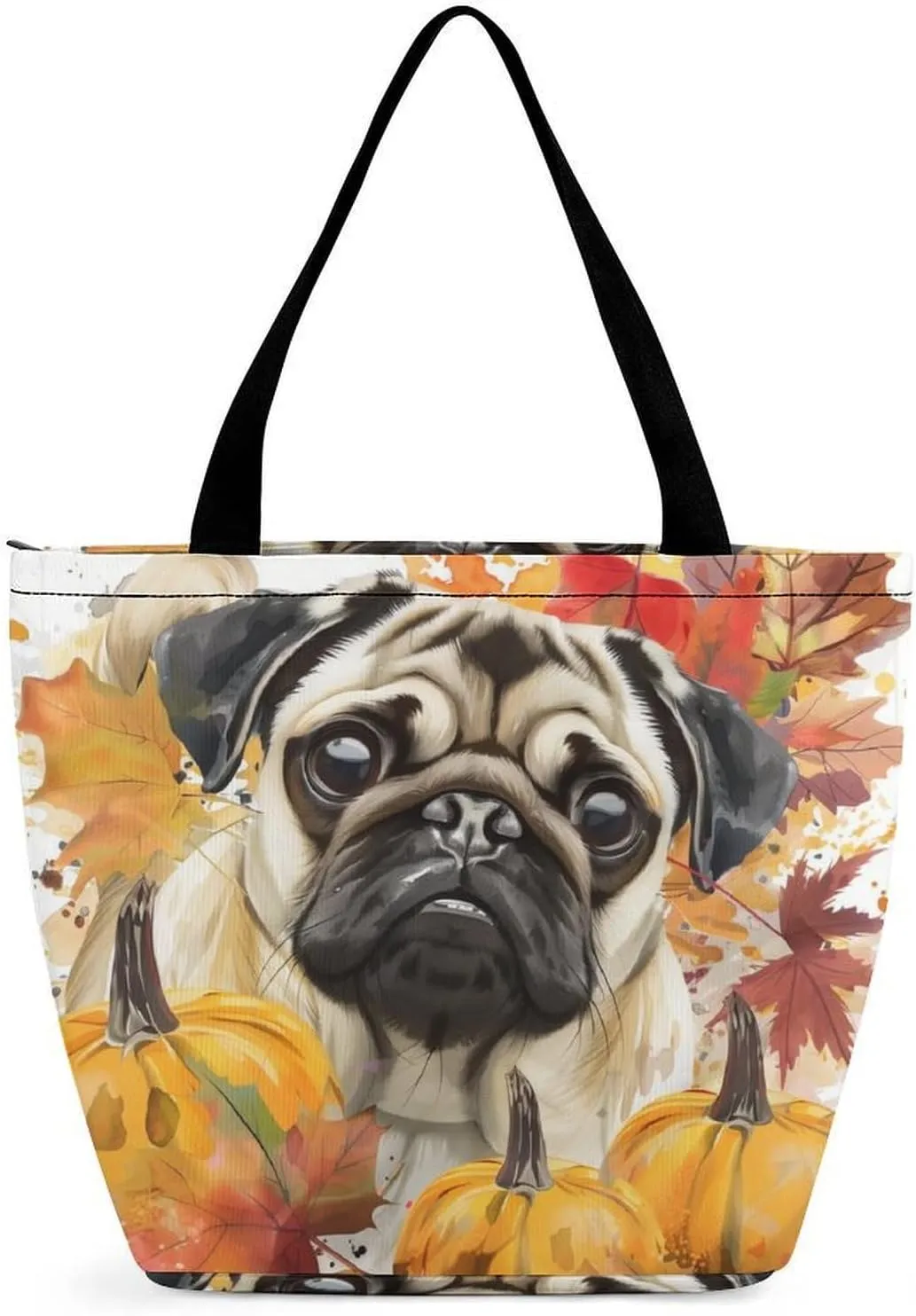 MoBlinko Fall Dog Women Tote Bags Yoga Reusable Grocery Bagsshoulder Bag Handbag with Zipper
