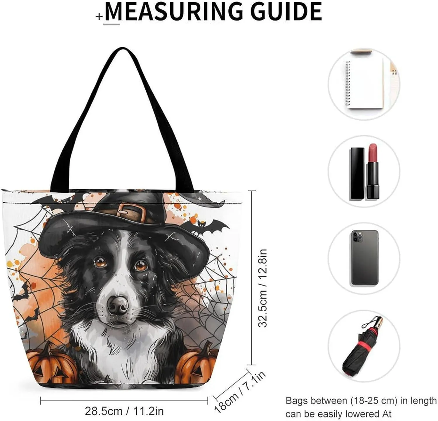MoBlinko Halloween Dog Women Tote Bags Yoga Reusable Grocery Bagsshoulder Bag Handbag with Zipper