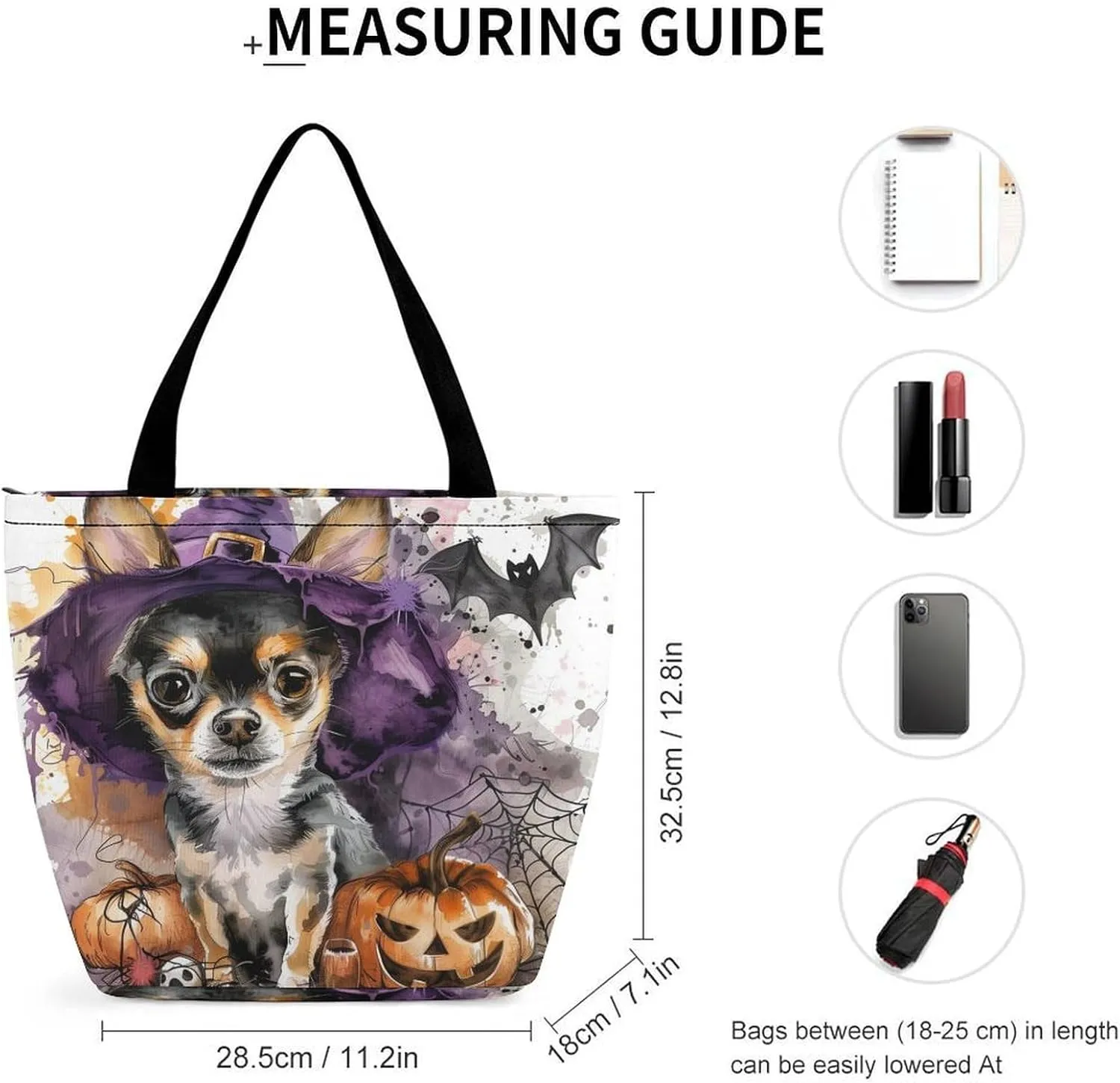 MoBlinko Halloween Dog Women Tote Bags Yoga Reusable Grocery Bagsshoulder Bag Handbag with Zipper
