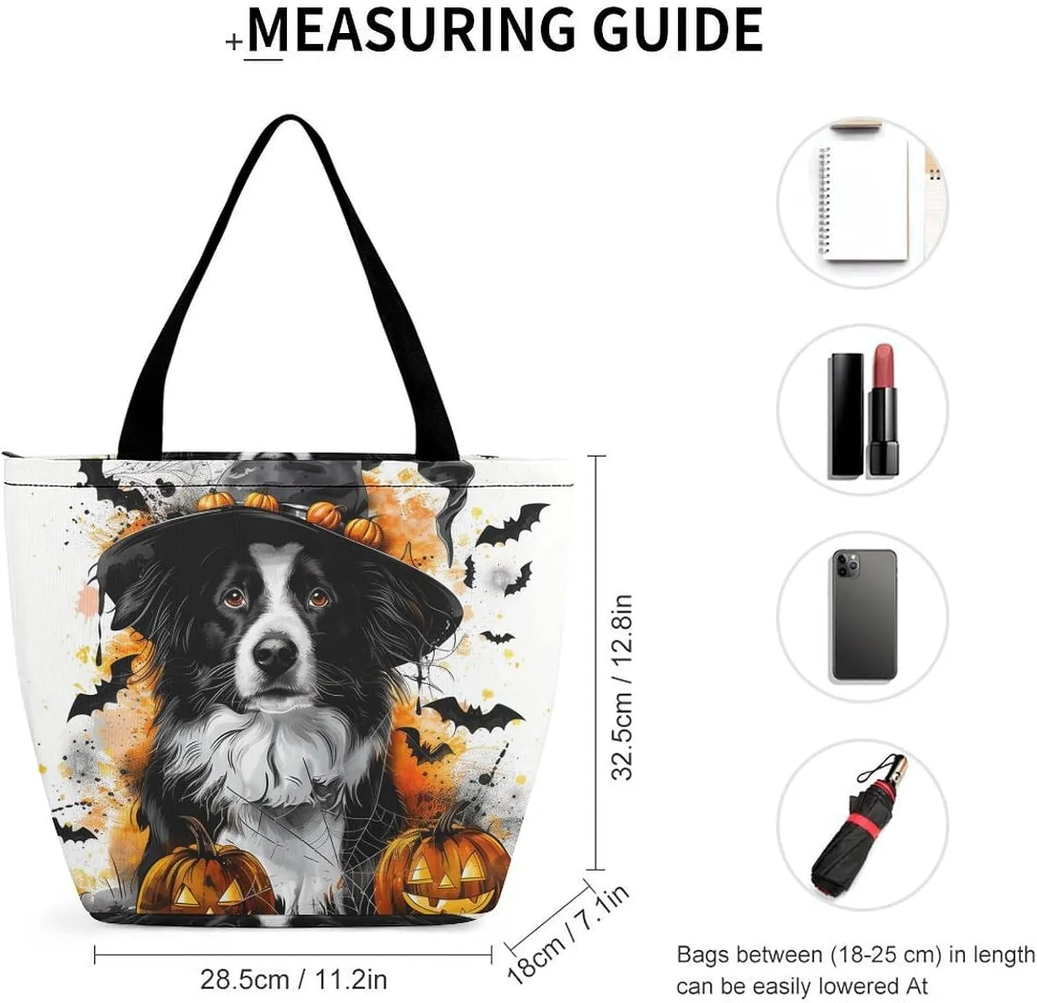 MoBlinko Halloween Dog Women Tote Bags Yoga Reusable Grocery Bagsshoulder Bag Handbag with Zipper