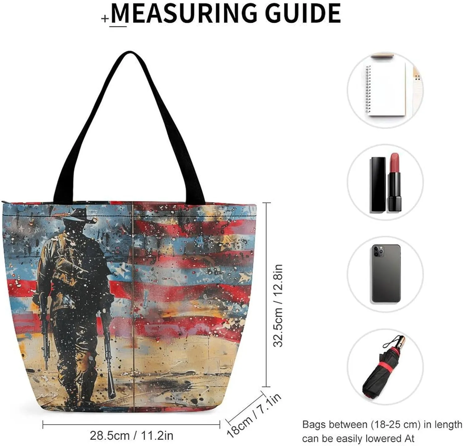 MoBlinko Memorial Day Tote Bag for Women Reusable Handbags Shoulder Bags with Zipper for Yoga Grocery Gifts