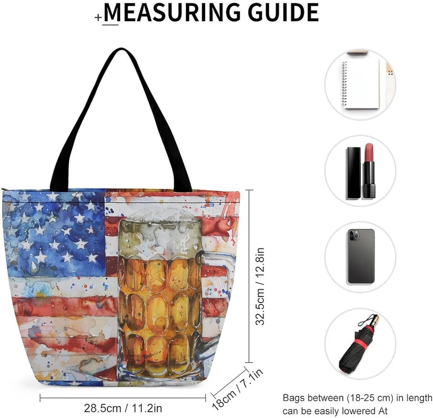 MoBlinko Patriotic Memorial Day Tote Bag for Women Reusable Handbags Shoulder Bags with Zipper for Yoga Grocery Gifts