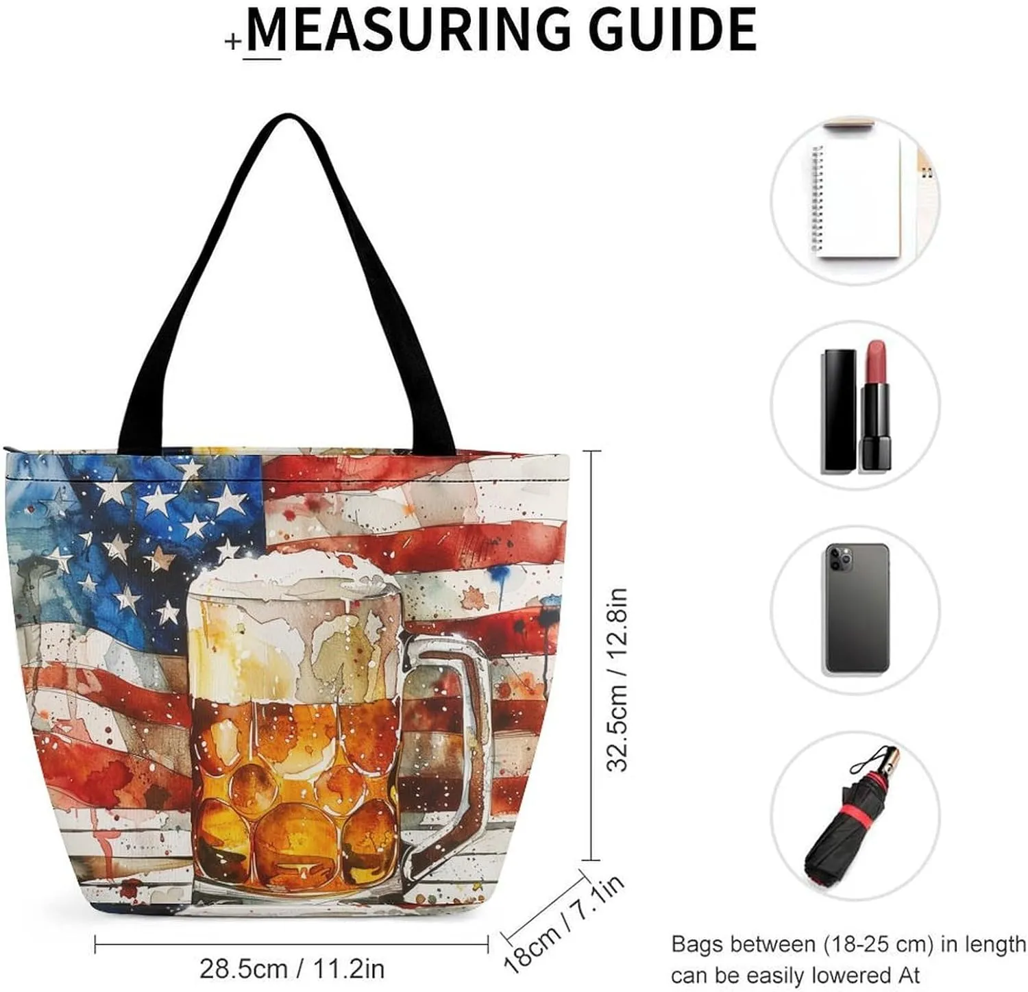 MoBlinko Patriotic Memorial Day Tote Bag for Women Reusable Handbags Shoulder Bags with Zipper for Yoga Grocery Gifts