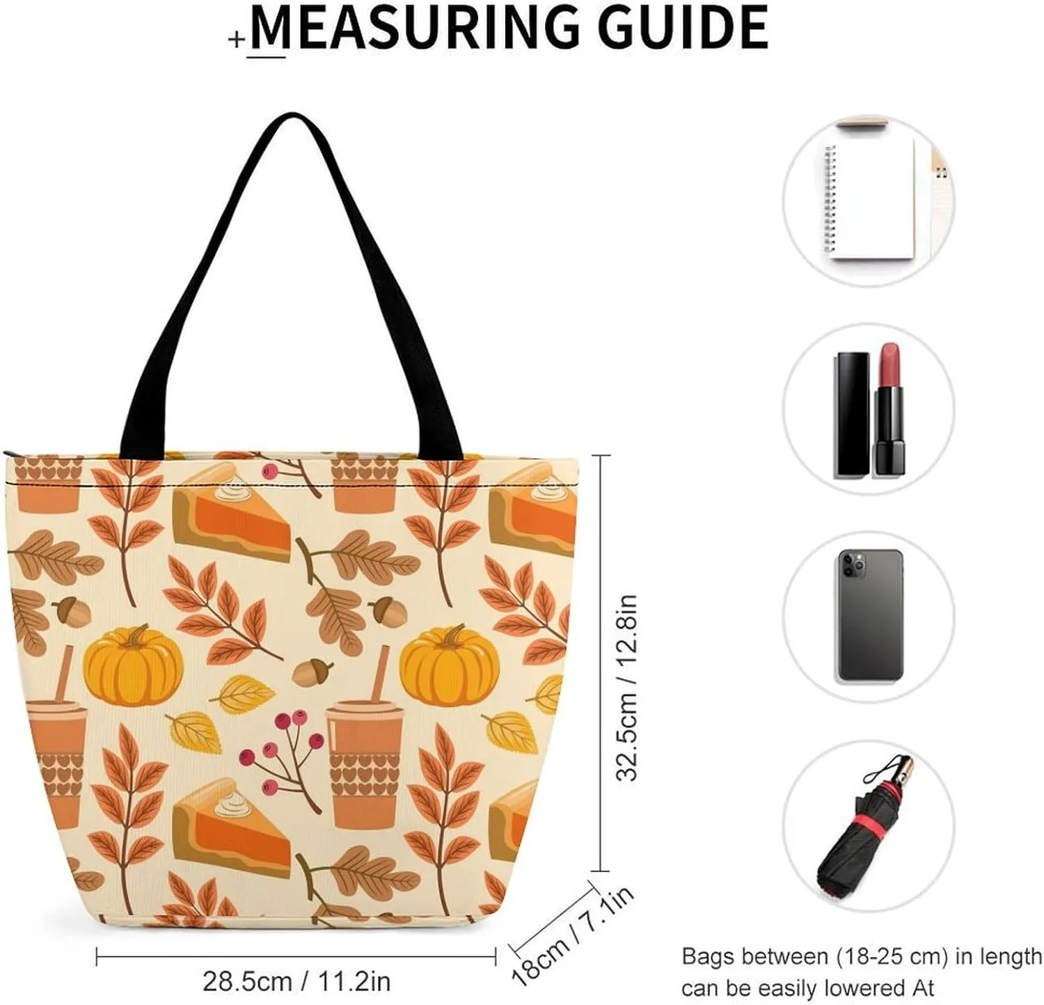 MoBlinko Thanksgiving Pumpkins Turkey Tote Bag for Women Reusable Shopping Bag Handbags Shoulder Bags with Zipper