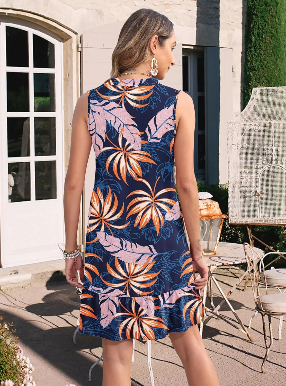 MOLERANI Women Summmer Dresses 2025 Casual V Neck Sleeveless Mini Sundress Flowy Beach Vacation Short Dress with Pockets