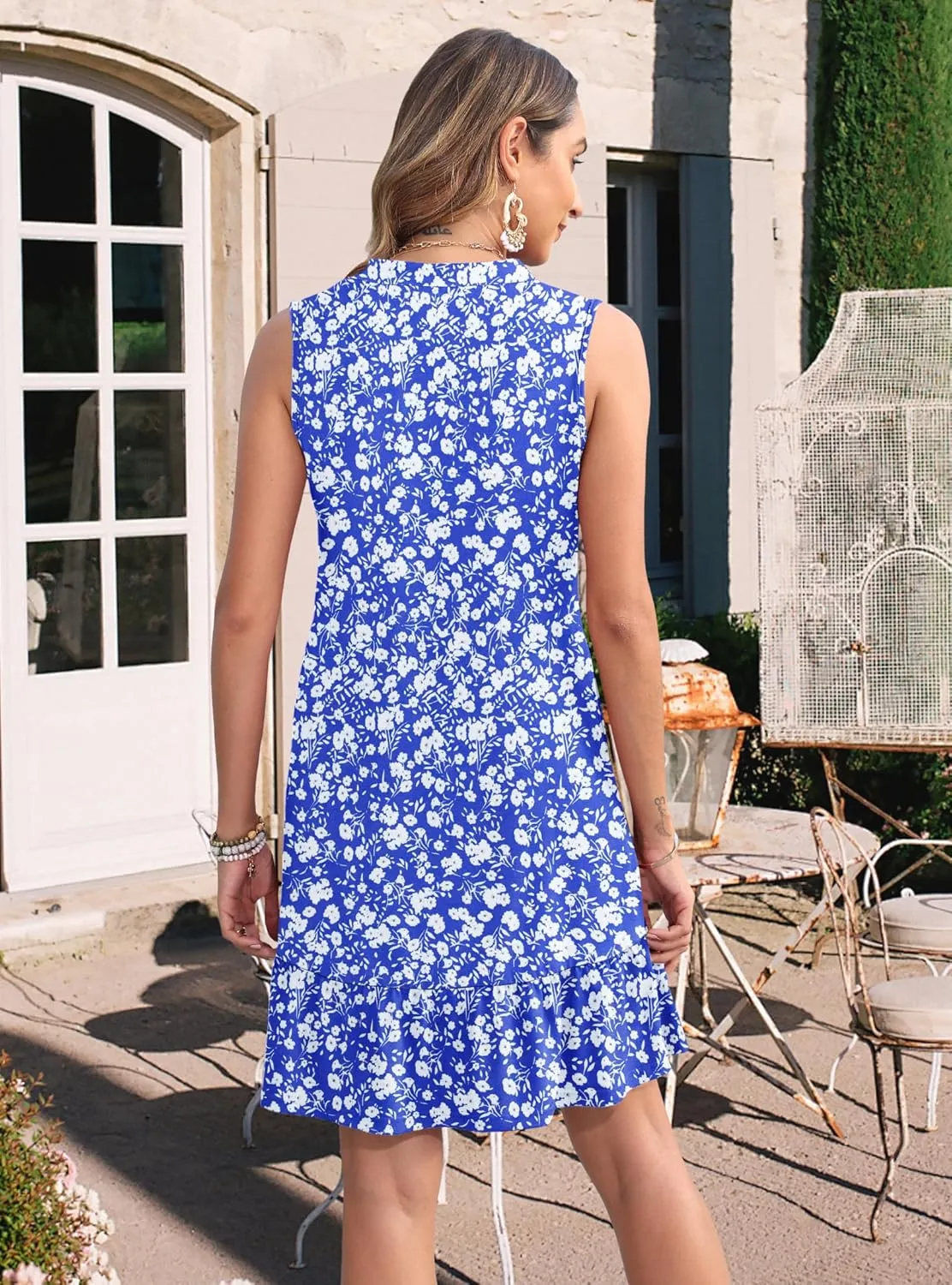 MOLERANI Women Summmer Dresses 2025 Casual V Neck Sleeveless Mini Sundress Flowy Beach Vacation Short Dress with Pockets