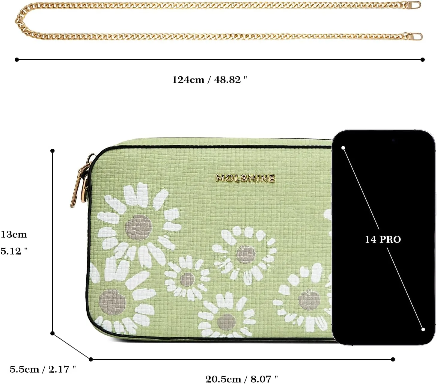 molshine Women's Crossbody Bag, Small Flowers Woven Shoulder Handbags, Designer PU Leather Purse Satchel for Women Ladies