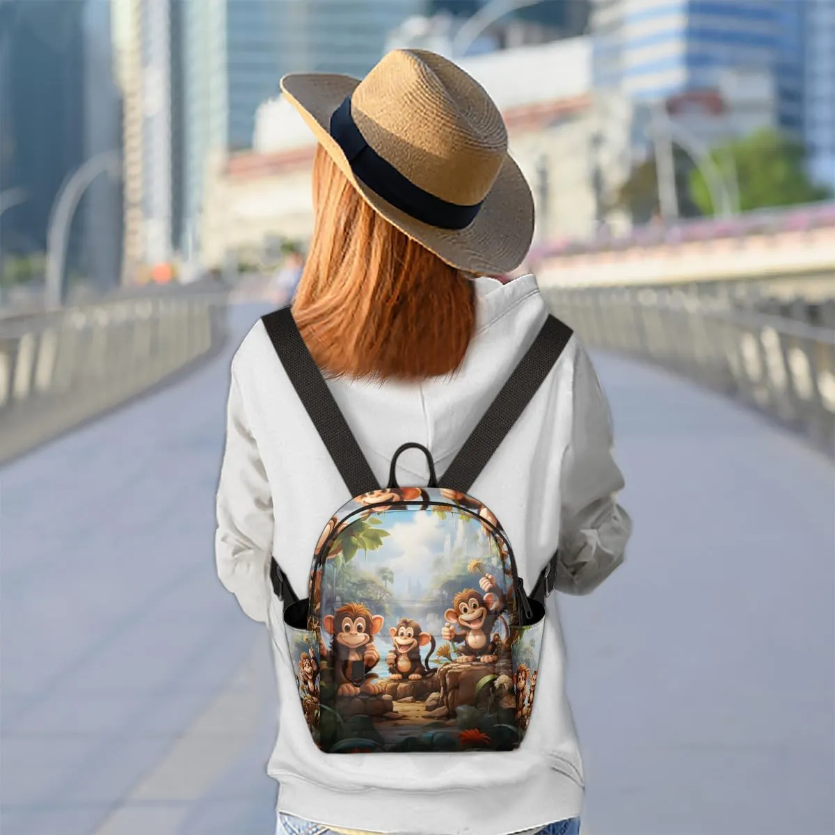Monkey Print Mini Backpack Purse for Women Fashion Lightweight Small Daypack Ladies Travel Handbags Shoulder Bag
