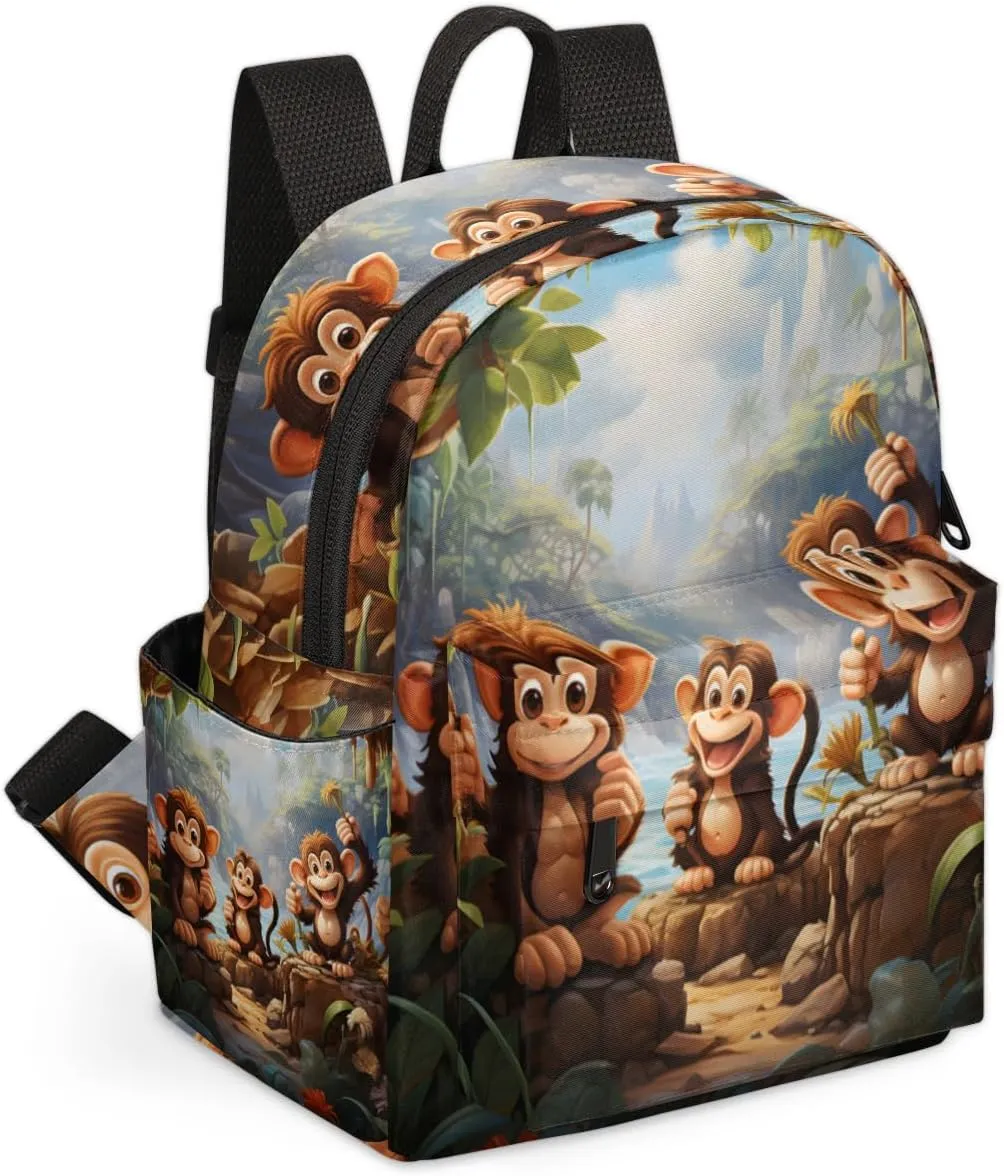 Monkey Print Mini Backpack Purse for Women Fashion Lightweight Small Daypack Ladies Travel Handbags Shoulder Bag