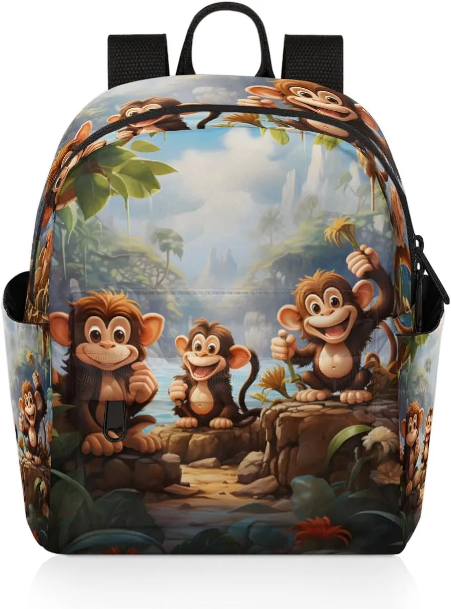 Monkey Print Mini Backpack Purse for Women Fashion Lightweight Small Daypack Ladies Travel Handbags Shoulder Bag
