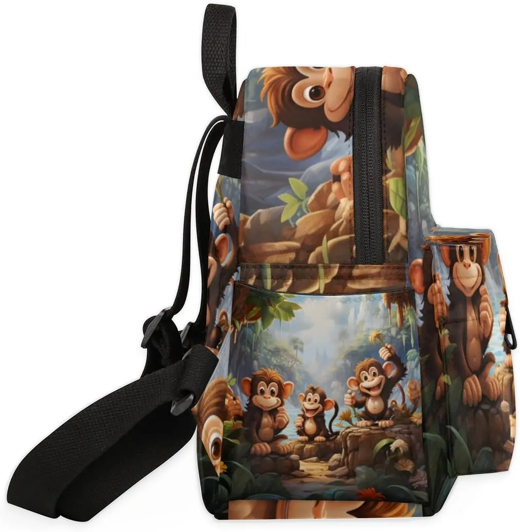 Monkey Print Mini Backpack Purse for Women Fashion Lightweight Small Daypack Ladies Travel Handbags Shoulder Bag