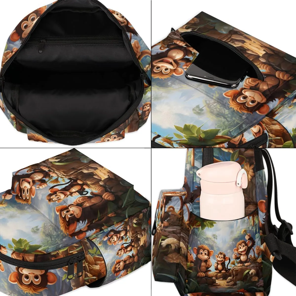 Monkey Print Mini Backpack Purse for Women Fashion Lightweight Small Daypack Ladies Travel Handbags Shoulder Bag