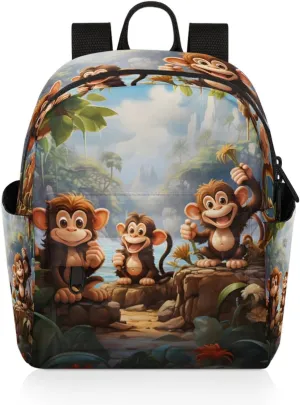Monkey Print Mini Backpack Purse for Women Fashion Lightweight Small Daypack Ladies Travel Handbags Shoulder Bag