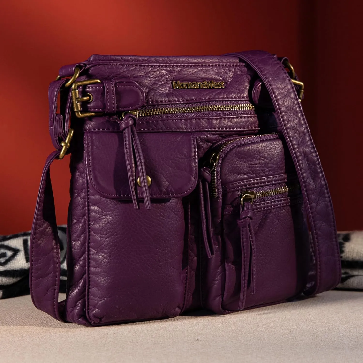 Montana West Crossbody Bag for Women Soft Washed Leather Multi Pocket crossbody handbags